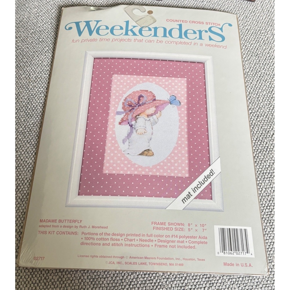 Vintage Weekenders Madame Butterfly Cross Stitch Kit Ruth J Morehead 02717 Pink